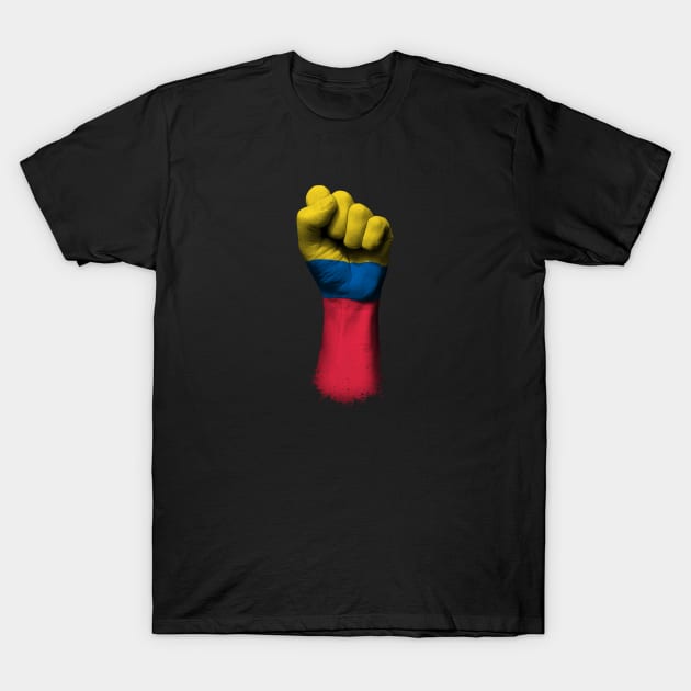 Flag of Colombia on a Raised Clenched Fist T-Shirt by jeffbartels